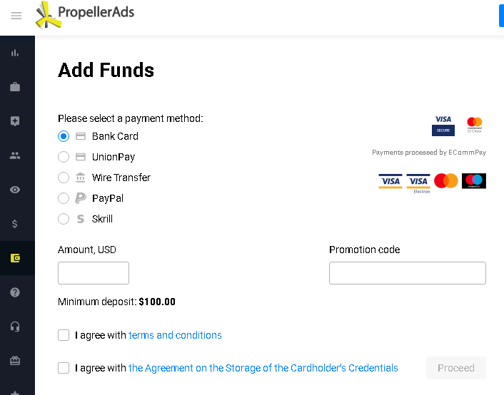Propellerads虚拟信用卡