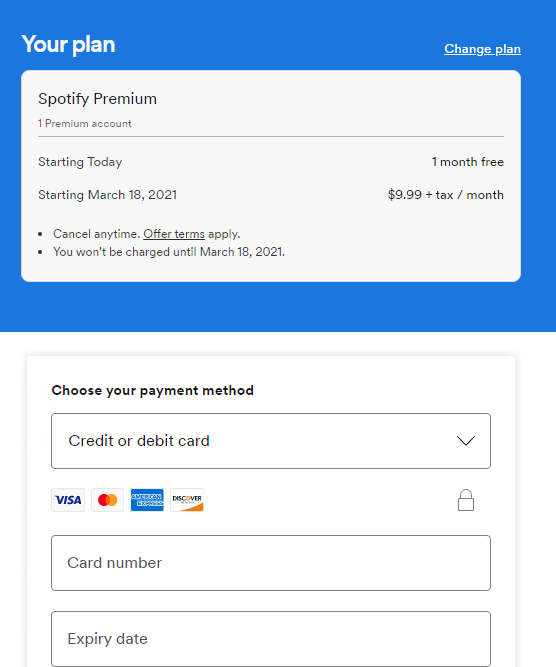 spotify虚拟信用卡